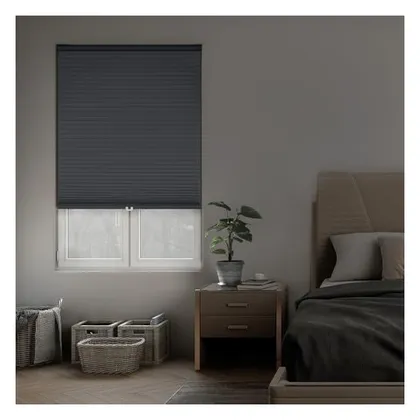 DEZ Furnishings Cordless 1.5" Signature Blackout Cellular Shade, Energy Saver, Anchor Gray