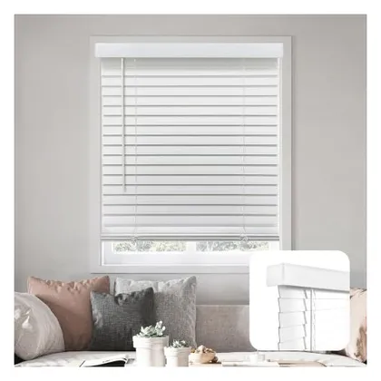 DEZ Furnishings Cordless 2" Smooth Faux Wood Blind, Smooth White