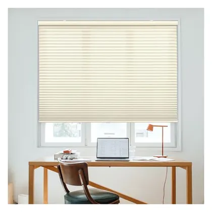 DEZ Furnishings Cordless 1.5" Light Filtering Cellular Shade, Ivory