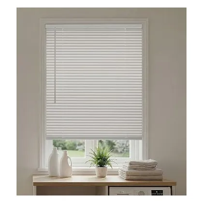 DEZ Furnishings Premium Cordless 1" Room Darkening Vinyl Mini Blind, White