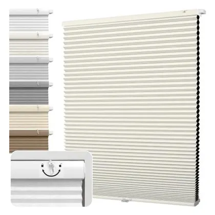 DEZ Furnishings EZ Fit No-Tools 1.5" Blackout Cellular Shade, Ivory