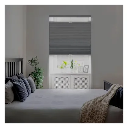 DEZ Furnishings Cordless 1.5" Blackout Top-Down/Bottom-Up Shade, Energy Saver, Anchor Gray