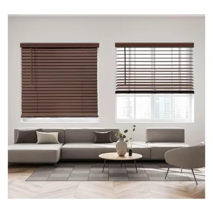 DEZ Furnishings Cordless 2" Signature Faux Wood Blind, Bark Brown