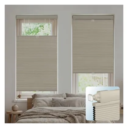 DEZ Furnishings EZ Grip PRO Plus 1" Blackout Top-Down/Bottom-Up Shade, Beige