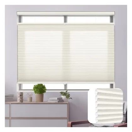 DEZ Furnishings Cordless 1" Light Filtering Top-Down/Bottom-Up Cellular Shade, Alabaster