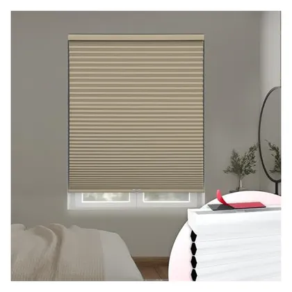 DEZ Furnishings EZ Stick No-Drill 1.5" Blackout Cellular Shade, Alabaster