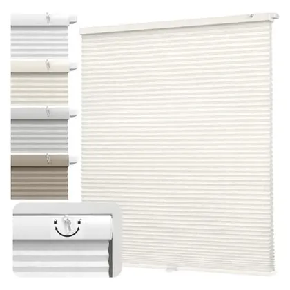 DEZ Furnishings EZ Fit No-Tools 1" Light Filtering Cellular Shade, Cream