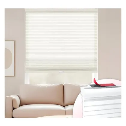 DEZ Furnishings EZ Stick No-Drill 1" Light Filtering Cellular Shade, Cream