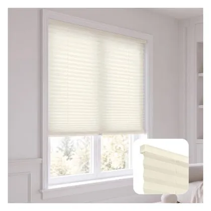 DEZ Furnishings Cordless 1" Signature Light Filtering Pleated Shade, Ecru