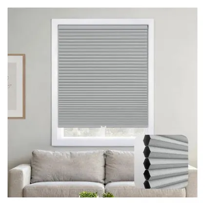DEZ Furnishings Cordless 1.5" Blackout Cellular Shade, Sterling Gray