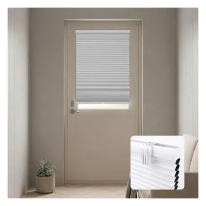 DEZ Furnishings 1.5" Magnetic Blackout Cellular Door Shade, Gray Cloud