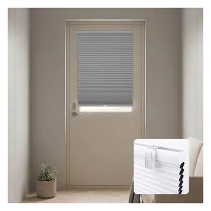DEZ Furnishings 1.5" Magnetic Blackout Cellular Door Shade, Anchor Gray