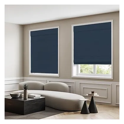 DEZ Furnishings Cordless Room Darkening Classic Roman Shade, Indigo