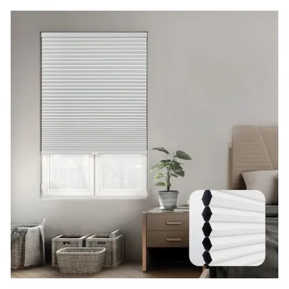 DEZ Furnishings Cordless 1.5" Blackout Cellular Shade, Energy Saver, White