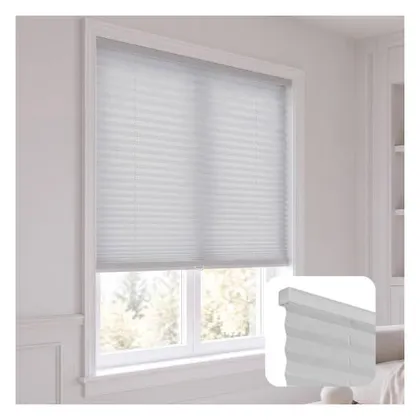 DEZ Furnishings Cordless 1" Signature Light Filtering Pleated Shade, Silver Gray