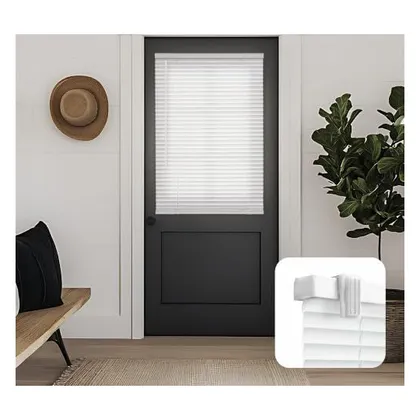 DEZ Furnishings Cordless 1" Signature Magnetic Mini Blind for Metal Doors, Pearl White