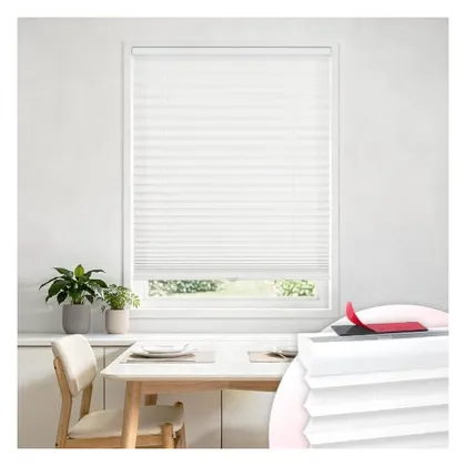 DEZ Furnishings EZ Stick No-Drill 1" Light Filtering Pleated Shade, White