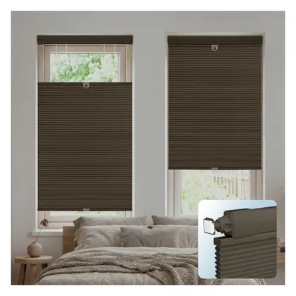 DEZ Furnishings EZ Grip PRO Plus 1" Blackout Top-Down/Bottom-Up Shade, Dark Coffee