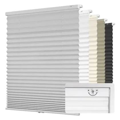DEZ Furnishings EZ Fit No-Tools 1" Light Filtering Pleated Shade, Gray