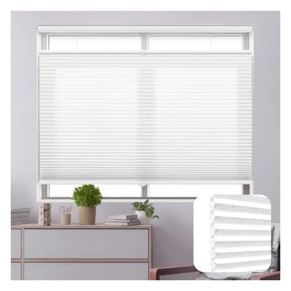 DEZ Furnishings Cordless 1" Light Filtering Top-Down/Bottom-Up Cellular Shade, White
