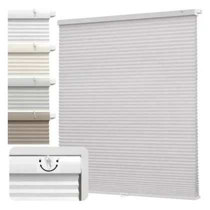 DEZ Furnishings EZ Fit No-Tools 1" Light Filtering Cellular Shade, Gray Cloud