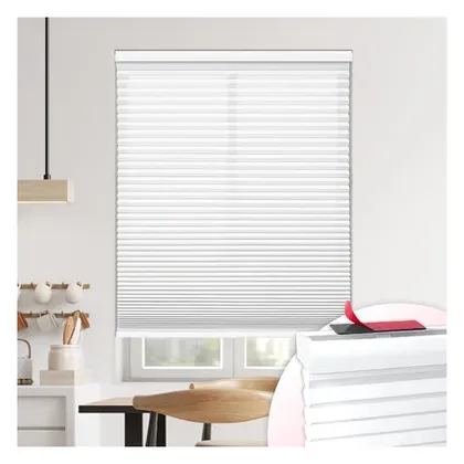 DEZ Furnishings EZ Stick No-Drill 1.5" Light Filtering Cellular Shade, White