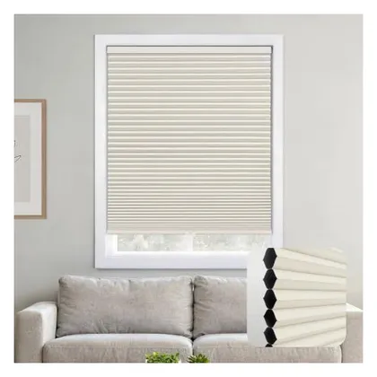 DEZ Furnishings Cordless 1.5" Blackout Cellular Shade, Tan
