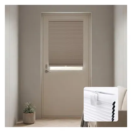 DEZ Furnishings 1.5" Magnetic Blackout Cellular Door Shade, Latte