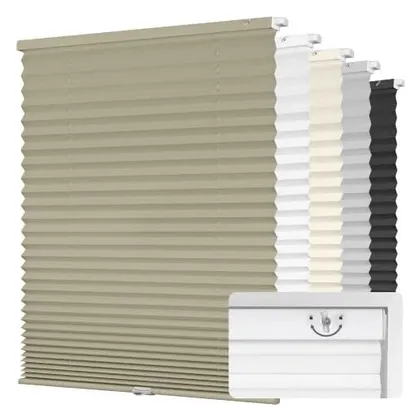 DEZ Furnishings EZ Fit No-Tools 1" Light Filtering Pleated Shade, Camel