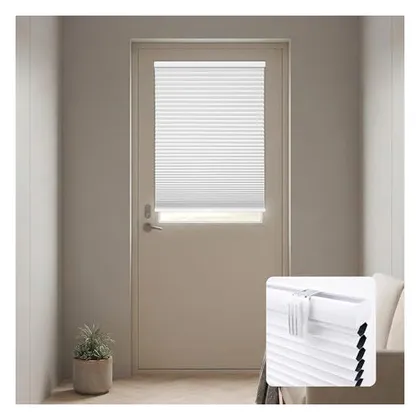 DEZ Furnishings 1.5" Magnetic Blackout Cellular Door Shade, White