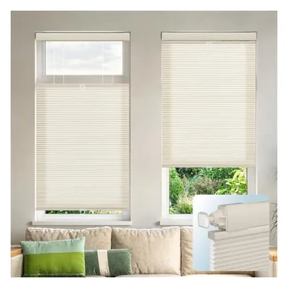 DEZ Furnishings EZ Grip PRO Plus 1" Light Filtering Top-Down/Bottom-Up Shade, Beige