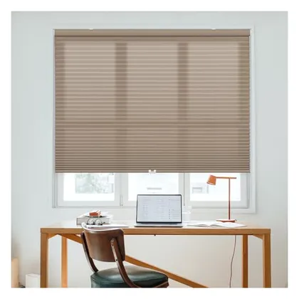 DEZ Furnishings Cordless 1.5" Light Filtering Cellular Shade, Latte
