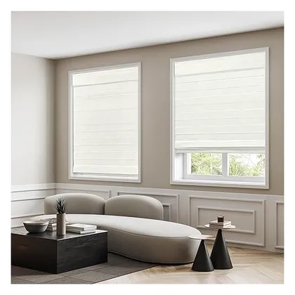 DEZ Furnishings Cordless Room Darkening Classic Roman Shade, Cream