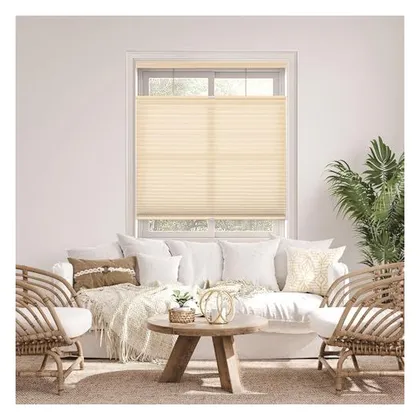 DEZ Furnishings Cordless 1.5" Light Filtering Top-Down/Bottom-Up Cellular Shade, Alabaster